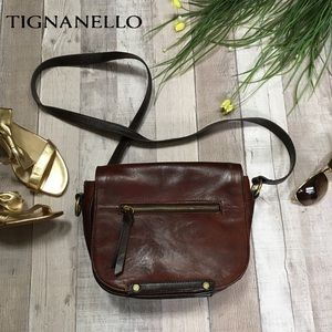 Tignanello Brown Leather Purse with Magnet Closure